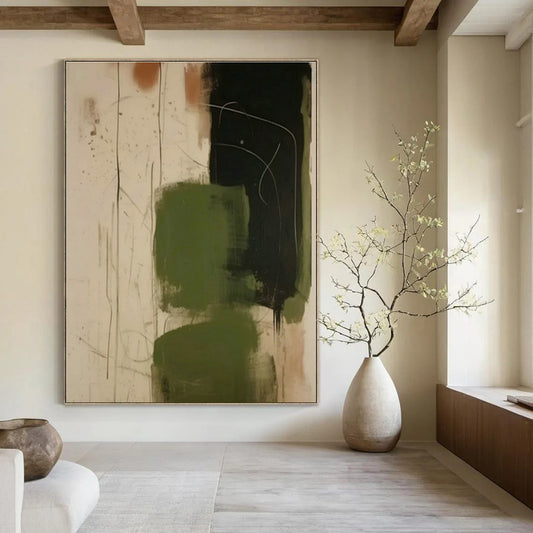 Olive - Black Abstract Art for Rustic Hunting Lodge & Modern Art Gallery DLZ0846