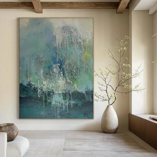 Blue - Green Waterfall - Inspired Abstract Art for Bedroom & Spa Resort DLZ1206