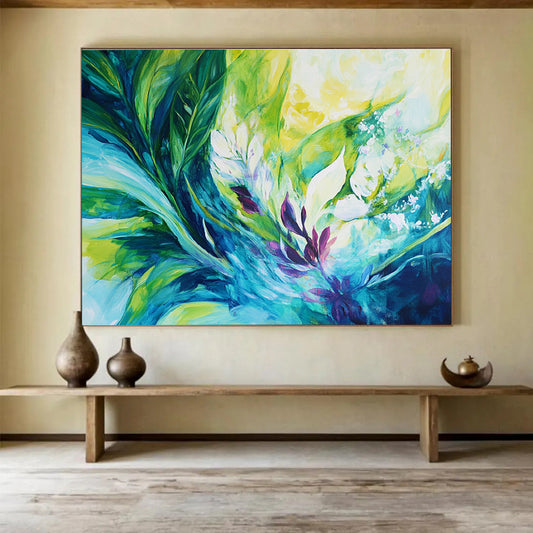 Vibrant Floral Abstraction Art for Luxury Home Living Room & High - End Spa SC431