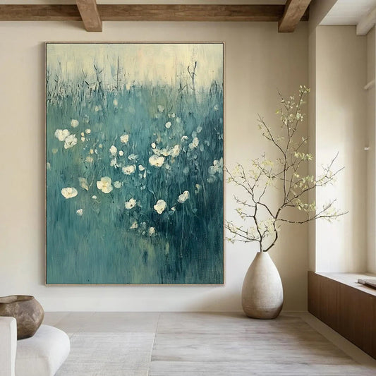 Blue - Green Floral Landscape Art for Living Room & Garden Room DLZ0425