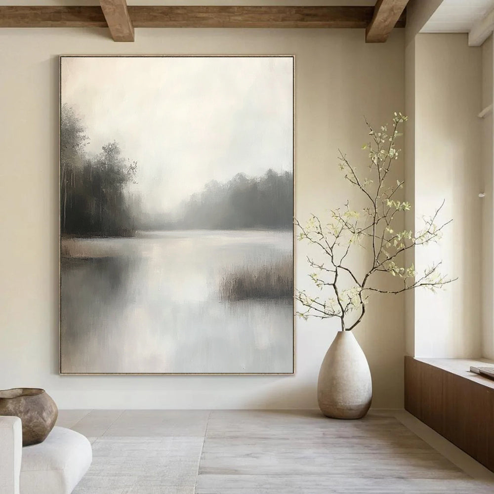 Misty Lake Landscape for Serene Bedroom & Nature - Inspired Café STSC1100