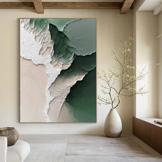 Textured Green and White for Nature - Inspired Living Room & Contemporary Art Studio STSC1246