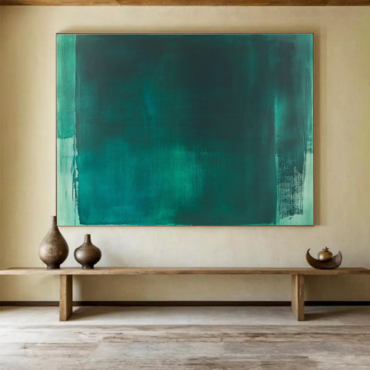 Teal Monochromatic Abstract Art for Contemporary Office & Art - Themed Lounge SC233
