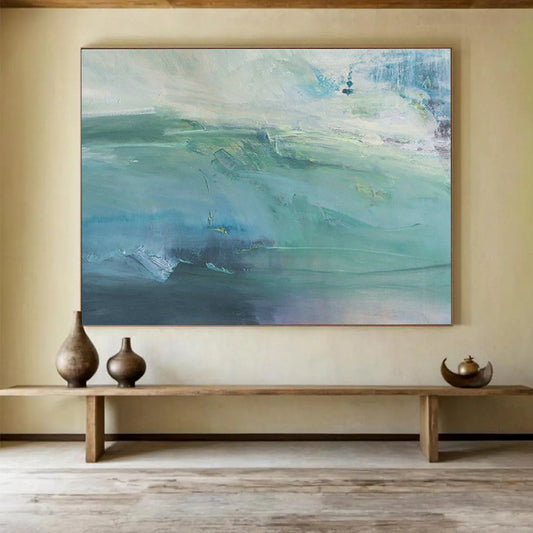 Green - Blue Water - Ripple Abstract Art for Nature - Inspired Study DLZ2801