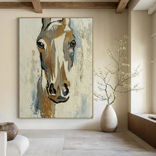 Horse Head Painting for Equestrian Home Library & Art - Loving Living Room DLZ2103