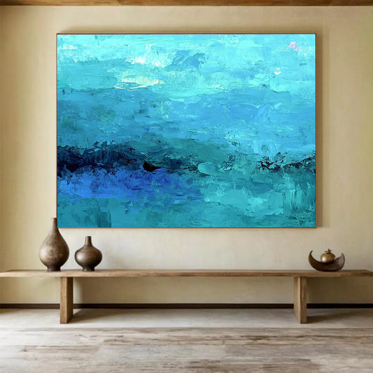 Blue Ocean Abstract Art for Coastal Home Living Room & Beachside Hotel SC201