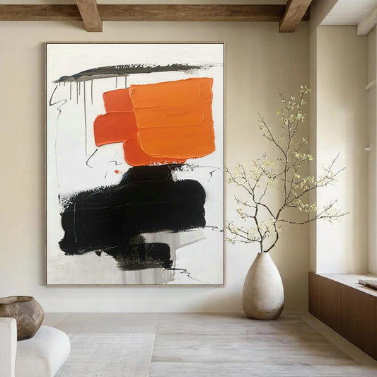 Orange - Black Abstract Art for Sports Bar & Creative Agency Breakroom DLZ1671