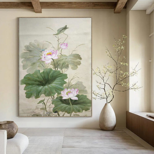 Meticulous - Brush Lotus Art for Oriental - Style Spa & Botanical Garden Lounge DLZ2288