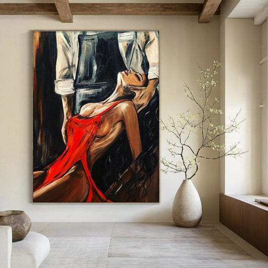 Sensual Red - Dressed Figure Art for Romantic Restaurant & Art - Themed Bedroom DLZ2311