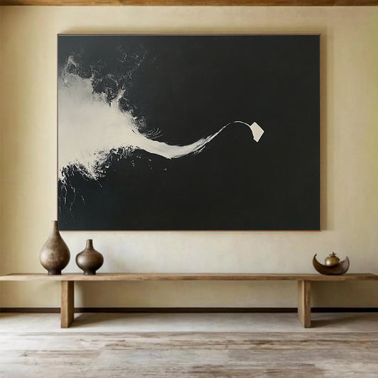 Black White Flow Art for Contemporary Dance Studio & Zen Meditation Space SC096