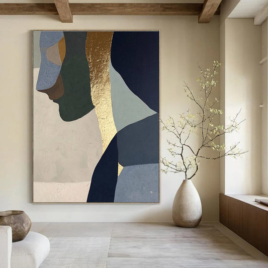 Abstract Geometric Faces with Gold Accent for Modern Home & Art - Centric Salon STSC756