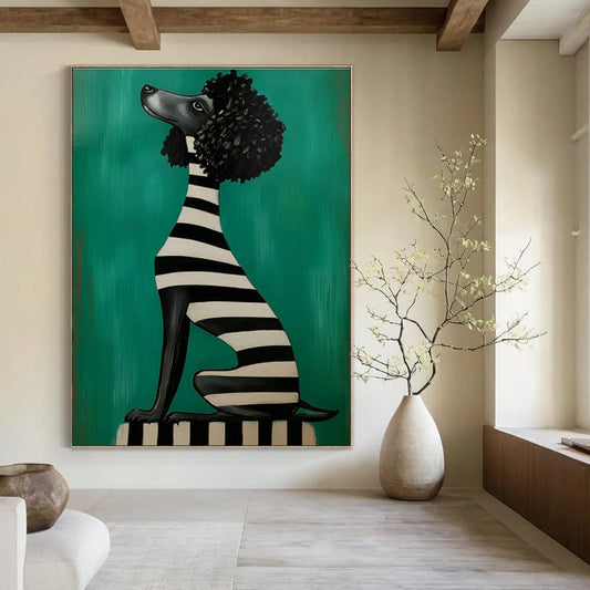 Striped Poodle Art for Playful Kids’ Room & Eclectic Pet Shop DLZ0705