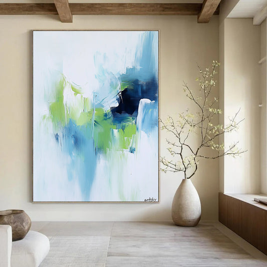 Soft Blue and Green Abstract for Spa Retreat & Coastal Home STSC826