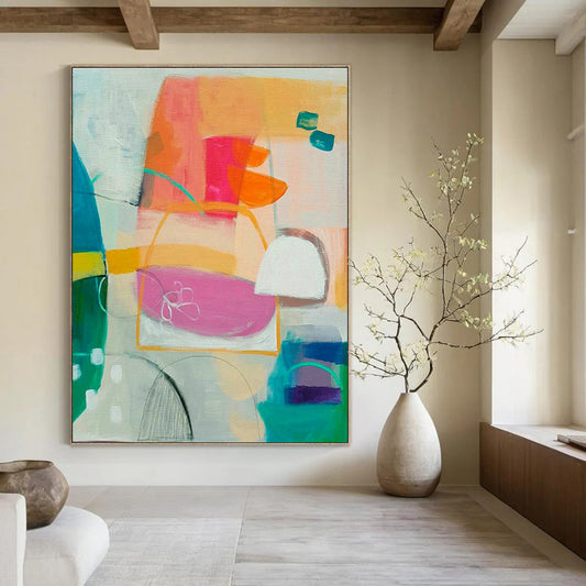 Pink - Orange Abstract Art for Fashion Boutique Fitting Areas DLZ0138