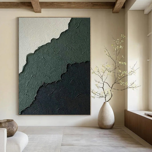 Gray - Green - Black Layered Abstract Art for Industrial Home & Art Studio DLZ1225