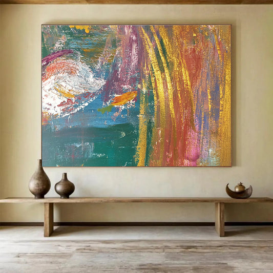 Vibrant Abstract with Gold Art for Luxury Home Office & High - End Hotel Lobby SC442