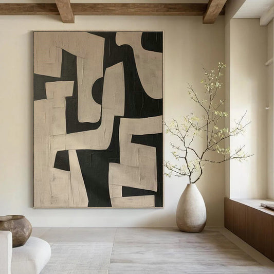 Black - White Geometric Art for Contemporary Home Stairwells DLZ0182