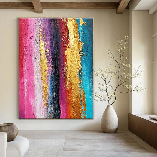 Colorful Gold - Striped Abstract Art for Boutique & Creative Studio STSC733