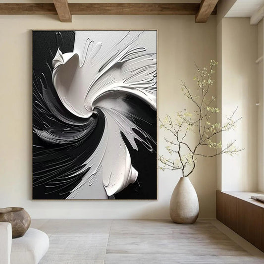 Black and White Swirl Art for Industrial Loft & Contemporary Café DLZ2174