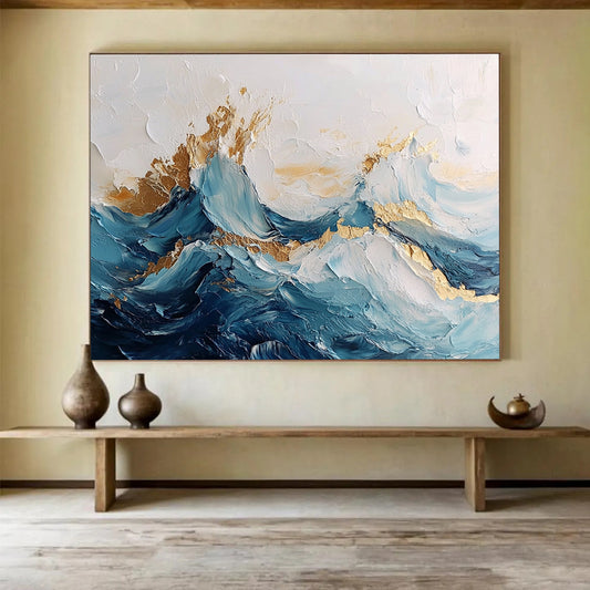 Textured Wave with Gold Art for Luxury Beachfront Villa & High - End Spa SC101