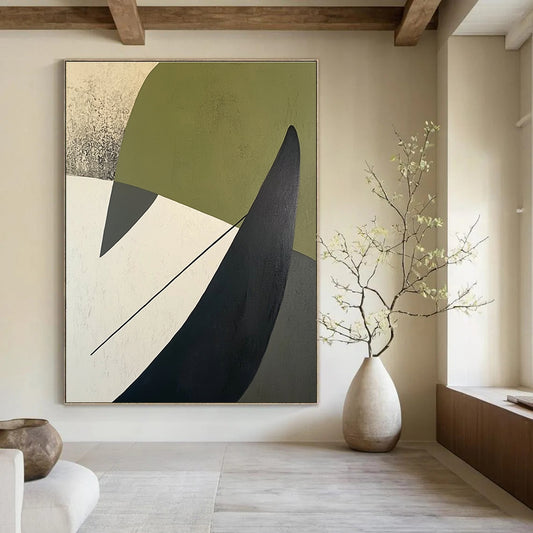 Modern Green and Black Shapes Art for Studio & Entryway STSC684