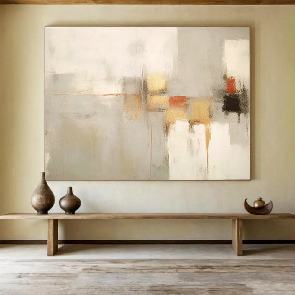 Grey - White Geometric Abstract Art for Minimalist Living Area DLZ2732