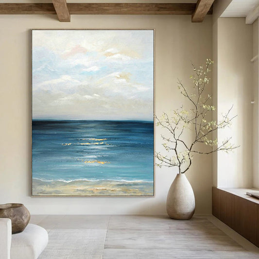 Seaside Oil Painting Art for Beach House Living Room & Coastal Art Gallery DLZ0669