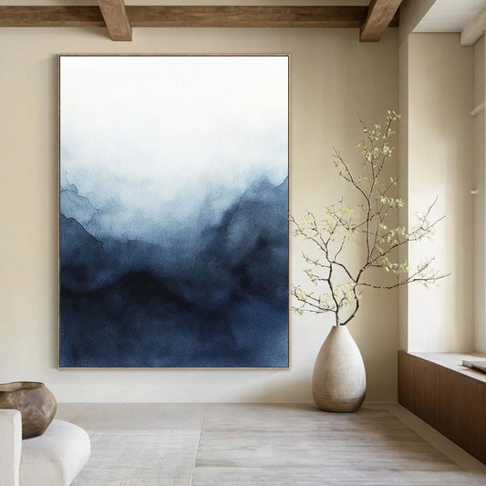Blue Watercolor Mountain for Modern Bedroom & Yoga Studio STSC498