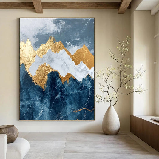 Golden - Mountain Marble Art for Luxury Hotel Suite & High - End Spa STSC122