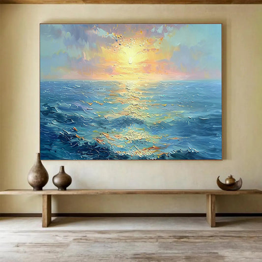 Sea Sunrise Oil Painting for Beach Resort Hotel Lobby Areas DLZ3144