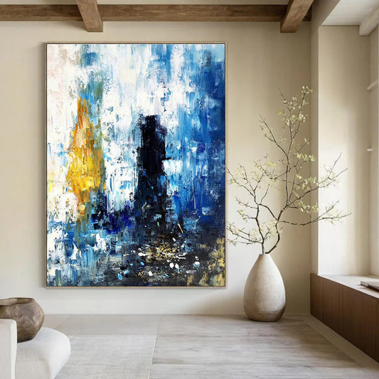Blue - White - Yellow Abstract Art for Seaside Villa & City Café DLZ0573