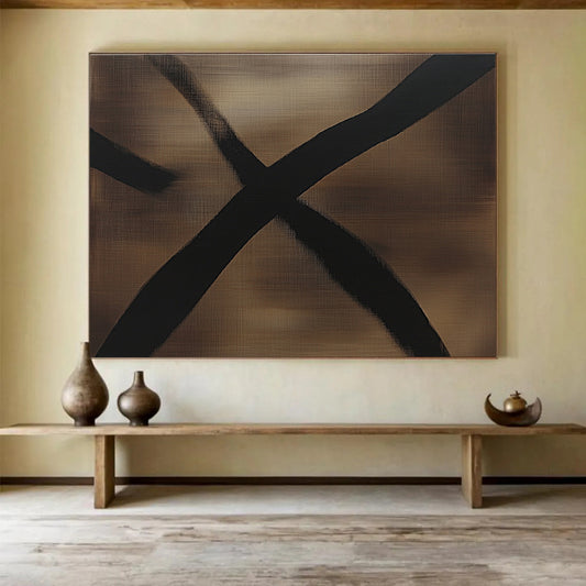 Brown and Black X - Shaped Art for Masculine Study & Industrial - Style Loft SC349