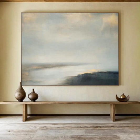 Misty Sea View Oil Painting for Contemporary Hallways DLZ2492