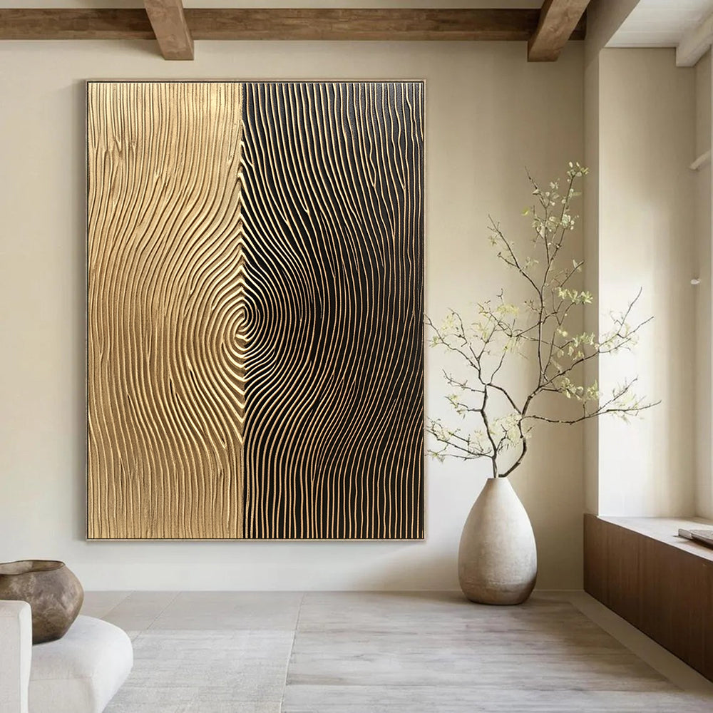 Gold and Black Textured Art for Luxurious Hotel Lobby & Modern Office Reception STSC1214