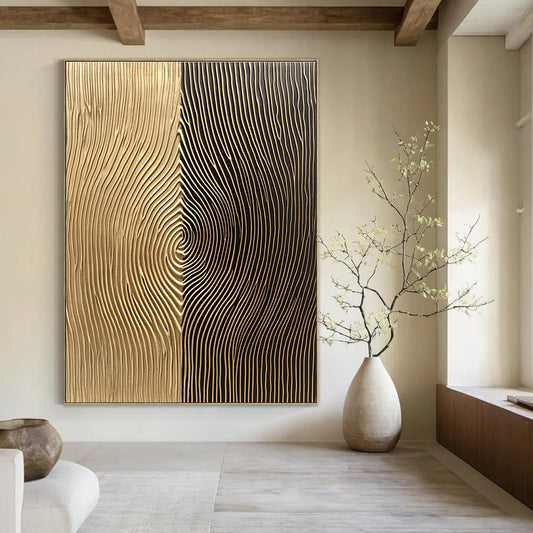Gold and Black Textured Art for Luxurious Hotel Lobby & Modern Office Reception STSC1214