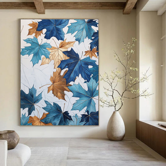 Blue and Gold Maple Leaves for Autumn - Themed Restaurant & Art - Loving Home STSC1154