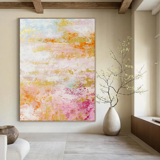 Pink - Gold Abstract Art for Luxury Bridal Suite Living Areas DLZ0047