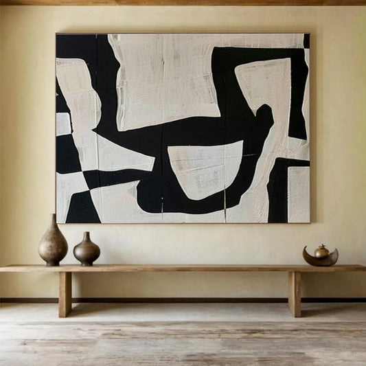 Black - White Collage Abstract Art for Edgy Urban Café Walls DLZ3129