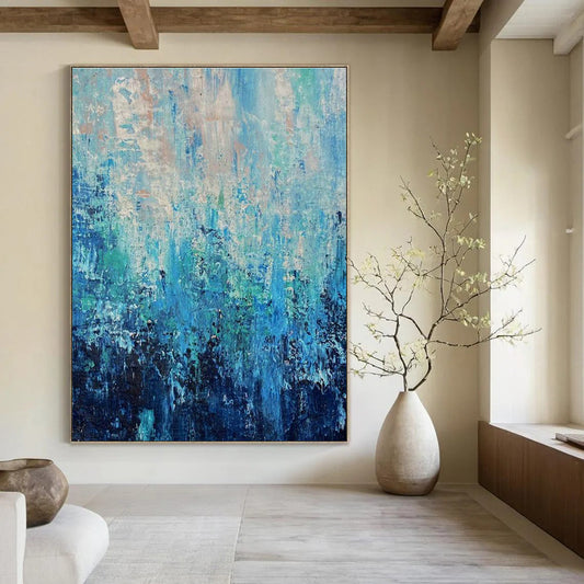 Blue - Green Abstract Art for Coastal Home Living Room Accent Walls DLZ0045