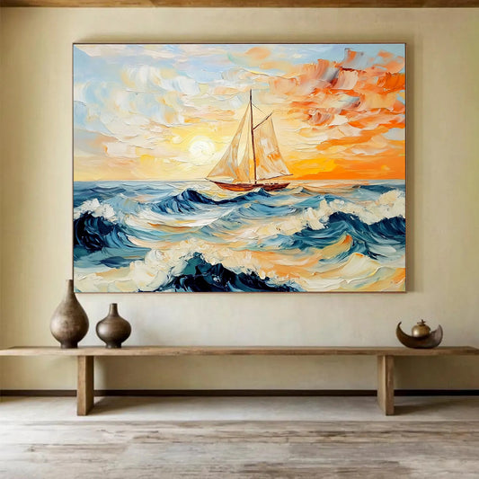 Sailboat at Sunset Art for Yacht Club & Sailing Enthusiast’s Home SC419