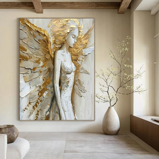 Angel with Golden Wings Art for Spiritual Home Altar & Luxury Spa Retreat DLZ1552