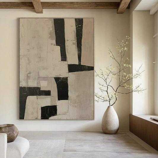 Black - White Geometric Abstract Art for Modern Art Museum & Scandinavian - Style Home DLZ1882