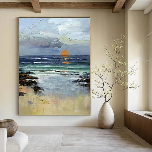 Coastal Sunset Realism Art for Family Beach House & Seafood Restaurant DLZ0923