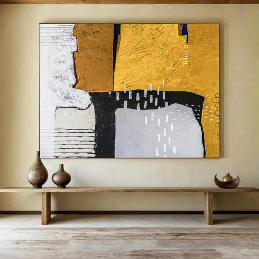 Yellow - Black Geometric Abstract Art for Industrial - Chic Retail Store DLZ2958
