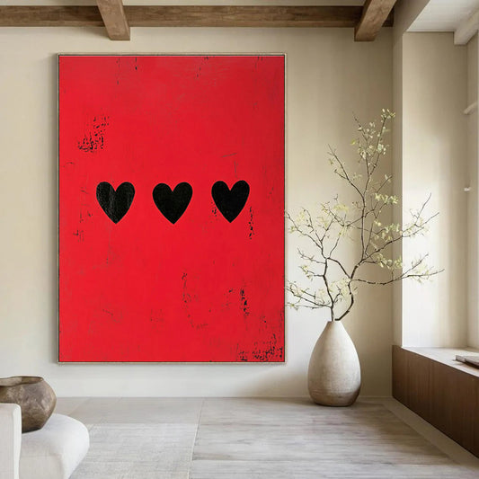 Red Heart Pattern Art for Bedroom & Living Room DLZ0428