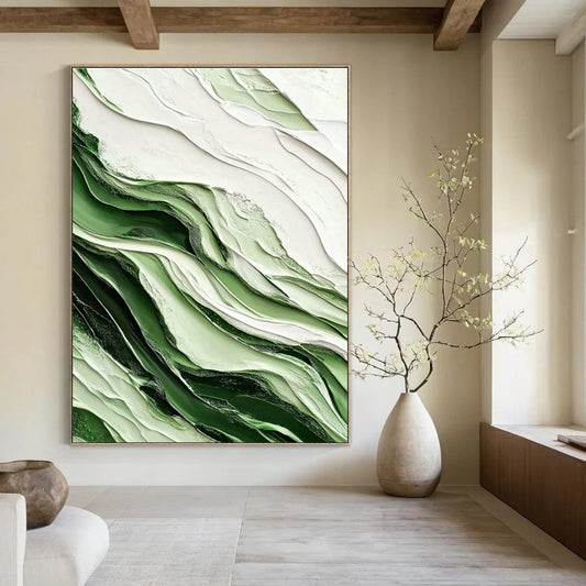 Green Textured Abstract Art for Modern Office & Zen - Inspired Home DLZ0733