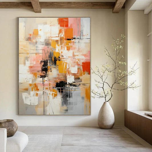Orange - Pink Abstract Painting for Living Room & Dining Room DLZ0342