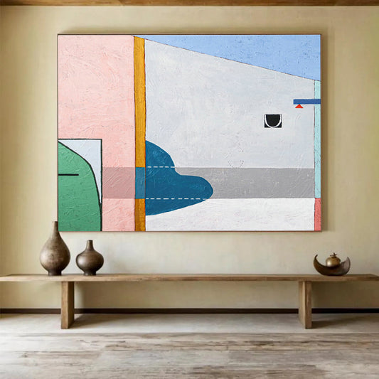 Pink - Blue Geometric Abstract Art for Girls’ Boutique DLZ2932