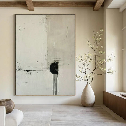 Black - White Minimalist Abstract Art for Modern Office & Art Gallery Corridor DLZ1831