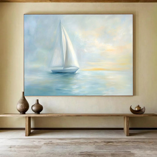 Peaceful Sailboat Art: Soothe Bedroom & Lakeside Cottage SC547
